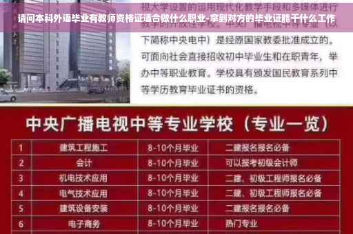 请问本科外语毕业有教师资格证适合做什么职业-拿到对方的毕业证能干什么工作