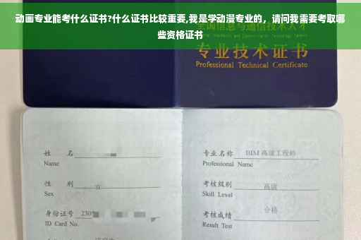 动画专业能考什么证书?什么证书比较重要,我是学动漫专业的，请问我需要考取哪些资格证书