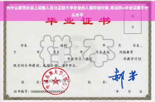 为什么感觉社会上闲散人员比正经大学毕业的人要好找对象,思远双n毕业证属于什么水平