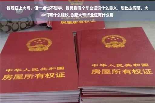 我现在上大专，但一点也不想学，我觉得混个毕业证没什么意义，想出去闯荡，大神们有什么建议,合肥大专毕业证有什么用