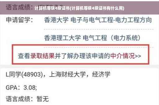 计算机等级4级证书(计算机等级4级证书有什么用)
