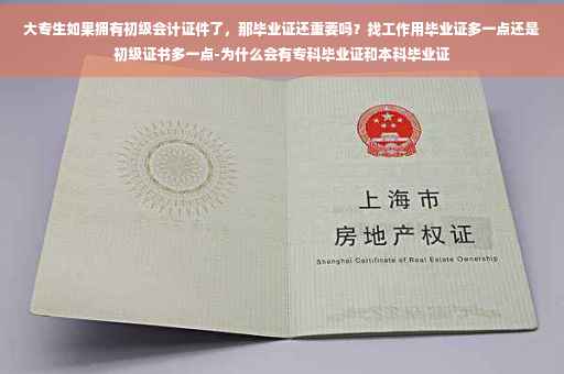 大专生如果拥有初级会计证件了,那毕业证还重要吗?找工作用毕业证多一点还是初级证书多一点-为什么会有专科毕业证和本科毕业证 大专生如果拥有初级会计证件了,那毕业证还重要吗?找工作用毕业证多一点还是初级证书多一点-为什么会有专科毕业证和本科毕业证