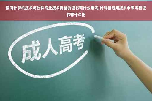 请问计算机技术与软件专业技术资格的证书有什么用呢,计算机应用技术中级考核证书有什么用