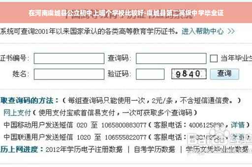 在河南虞城县公立初中上哪个学校比较好-虞城县第二高级中学毕业证