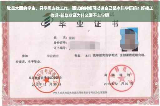 我是大四的学生，开学想去找工作，面试的时候可以说自己是本科学历吗？好找工作吗-新毕业证为什么写不上字呢