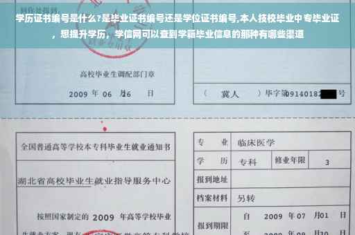 学历证书编号是什么?是毕业证书编号还是学位证书编号,本人技校毕业中专毕业证，想提升学历，学信网可以查到学籍毕业信息的那种有哪些渠道