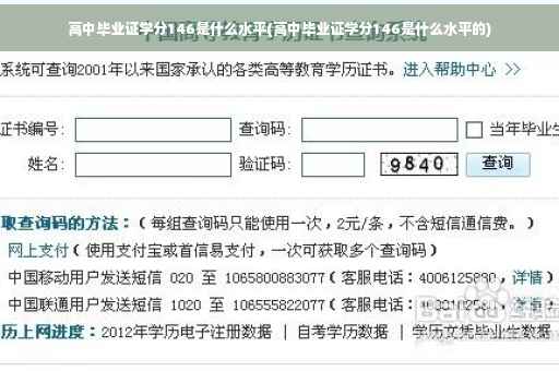 高中毕业证学分146是什么水平(高中毕业证学分146是什么水平的)