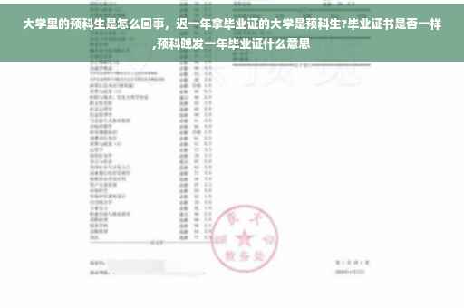 大学里的预科生是怎么回事，迟一年拿毕业证的大学是预科生?毕业证书是否一样,预科晚发一年毕业证什么意思