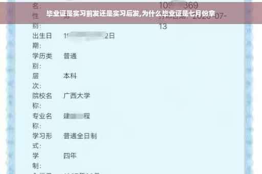毕业证是实习前发还是实习后发,为什么毕业证是七月份拿