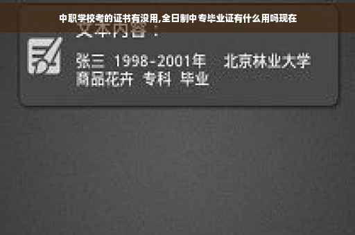 中职学校考的证书有没用,全日制中专毕业证有什么用吗现在 中职学校考的证书有没用,全日制中专毕业证有什么用吗现在