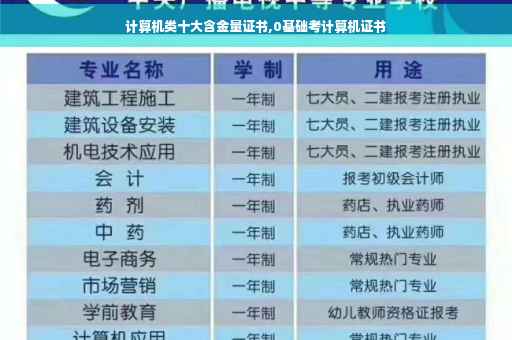 计算机类十大含金量证书,0基础考计算机证书