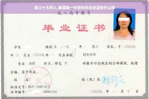 湛江十大好人,塘蓬镇一中初中的毕业证长什么样