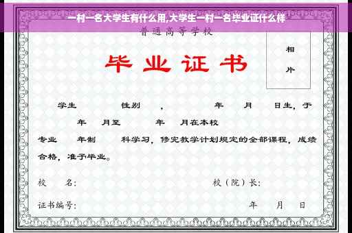 一村一名大学生有什么用,大学生一村一名毕业证什么样