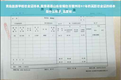 青岛旅游学校毕业证样本,我想看看山东省烟台市莱州市97年的高职毕业证的样本是什么样子_百度知 ...