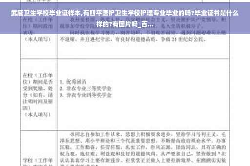 武威卫生学校毕业证样本,有四平医护卫生学校护理专业毕业的吗?毕业证书是什么样的?有图片吗_百...