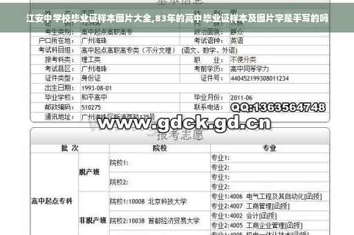 江安中学校毕业证样本图片大全,83年的高中毕业证样本及图片字是手写的吗