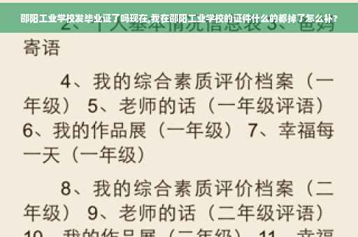 邵阳工业学校发毕业证了吗现在,我在邵阳工业学校的证件什么的都掉了怎么补?