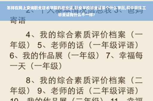 怎样在网上查询职业技术学院的毕业证,职业学校毕业证是个什么学历,和中级技工毕业证有什么不一样?