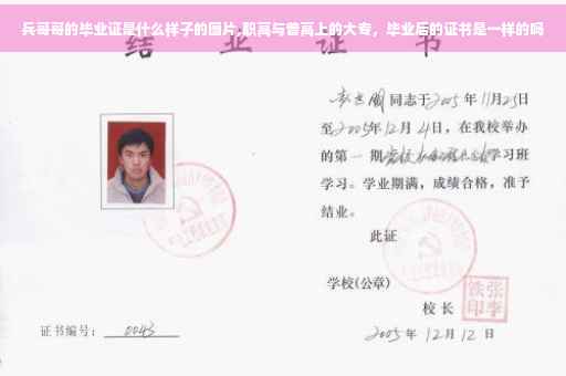 兵哥哥的毕业证是什么样子的图片,职高与普高上的大专，毕业后的证书是一样的吗