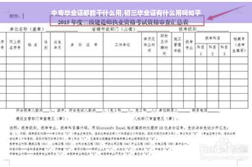 中专毕业证都能干什么用,初三毕业证有什么用吗知乎