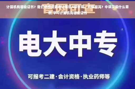 计算机有哪些证书？我们学校说要考计算机4级中级。几级最高？中级又是什么意思,学习计算机有哪些证书