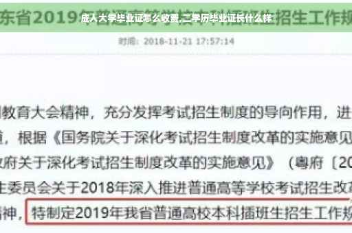 成人大学毕业证怎么收费,二学历毕业证长什么样