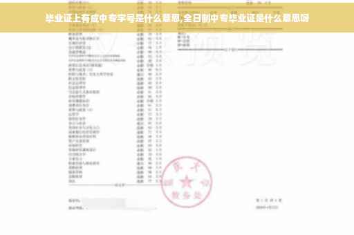 毕业证上有成中专字号是什么意思,全日制中专毕业证是什么意思呀