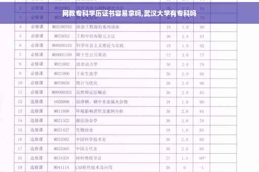 网教专科学历证书容易拿吗,武汉大学有专科吗