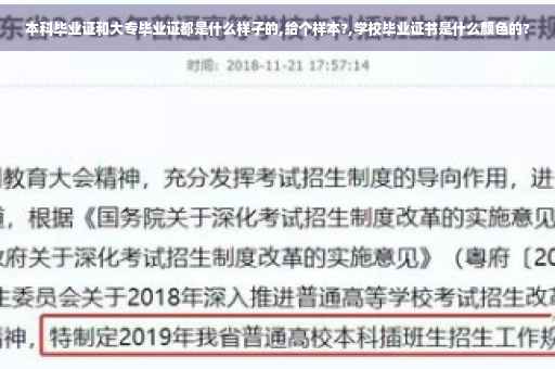 本科毕业证和大专毕业证都是什么样子的,给个样本?,学校毕业证书是什么颜色的?