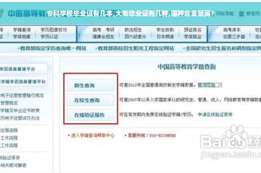 专科学校毕业证有几本,大专毕业证有几种,哪种含金量高?
