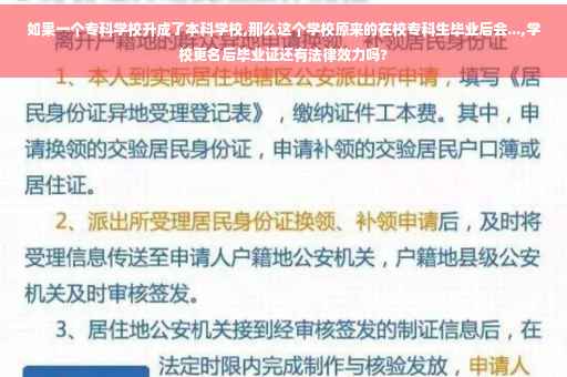 如果一个专科学校升成了本科学校,那么这个学校原来的在校专科生毕业后会...,学校更名后毕业证还有法律效力吗?