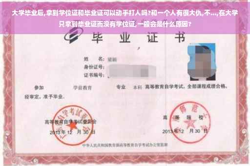 大学毕业后,拿到学位证和毕业证可以动手打人吗?和一个人有很大仇,不...,在大学只拿到毕业证而没有学位证,一般会是什么原因?