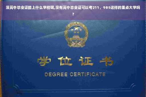 没高中毕业证能上什么学校呢,没有高中毕业证可以考211、985这样的重点大学吗?
