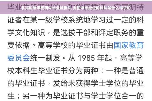 北海国际学校初中毕业证相片,办初中毕业证的照片是什么样子的