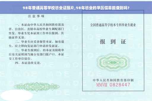 98年普通高等学校毕业证图片,98年毕业的学历信息能查到吗?