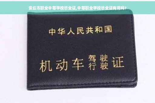 安丘市职业中等学校毕业证,中等职业学校毕业证有用吗?