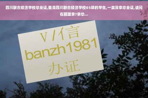 四川联合经济学校毕业证,我是四川联合经济学校05级的学生,一直没拿毕业证,请问在那里拿?拿毕...