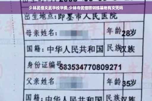 少林武僧文武学校学费,少林寺武僧团训练基地有文凭吗