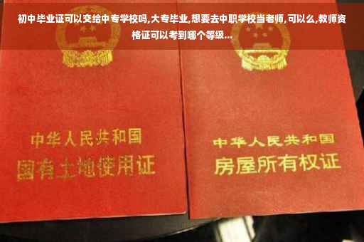 初中毕业证可以交给中专学校吗,大专毕业,想要去中职学校当老师,可以么,教师资格证可以考到哪个等级...