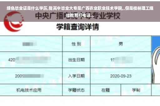 绿色毕业证是什么学历,我高中毕业大专是广西农业职业技术学院,,但是桂林理工继续教育打电话...