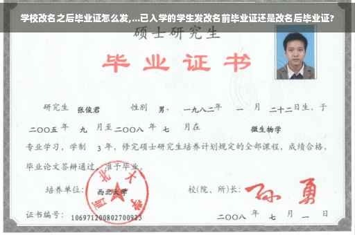 学校改名之后毕业证怎么发,...已入学的学生发改名前毕业证还是改名后毕业证?