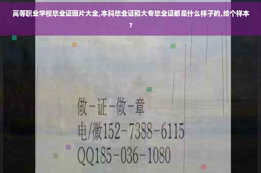 高等职业学校毕业证图片大全,本科毕业证和大专毕业证都是什么样子的,给个样本?