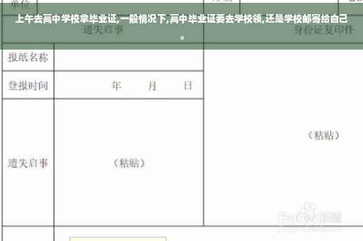 上午去高中学校拿毕业证,一般情况下,高中毕业证要去学校领,还是学校邮寄给自己。
