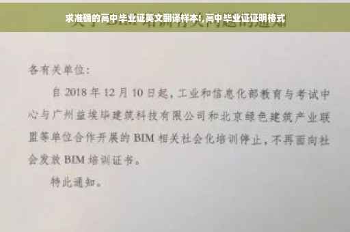 求准确的高中毕业证英文翻译样本!,高中毕业证证明格式