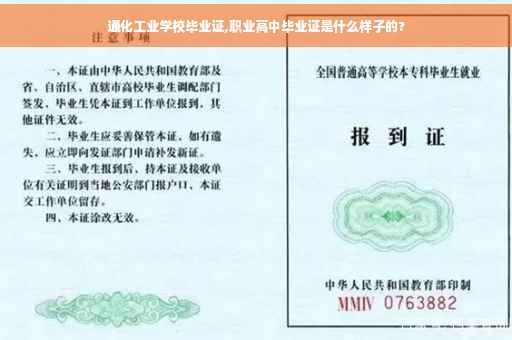 通化工业学校毕业证,职业高中毕业证是什么样子的?