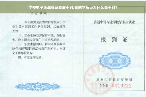 学校电子版毕业证查询不到,我的学历证为什么查不到?