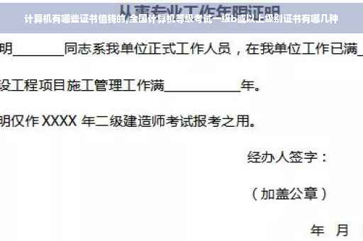 计算机有哪些证书值钱的,全国计算机等级考试一级b或以上级别证书有哪几种