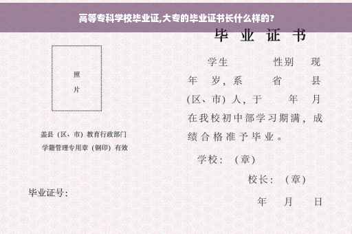 高等专科学校毕业证,大专的毕业证书长什么样的?