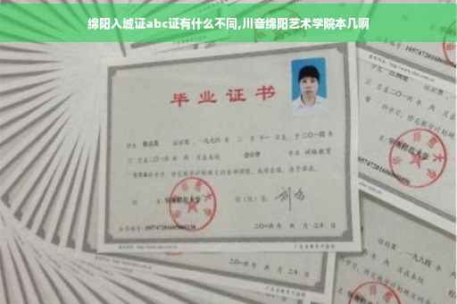 绵阳入城证abc证有什么不同,川音绵阳艺术学院本几啊