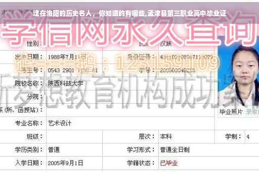 埋在洛阳的历史名人，你知道的有哪些,孟津县第三职业高中毕业证